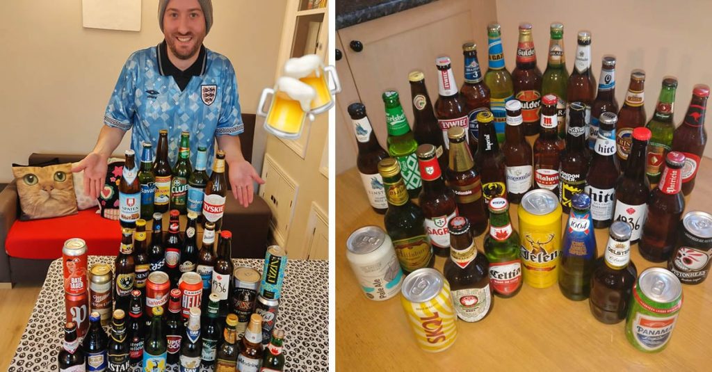 Compró 32 marcas de cerveza de cada país que estará en Catar
