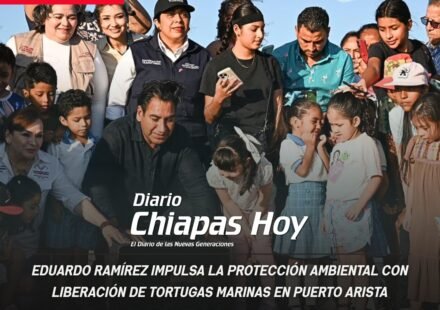 Eduardo Ramírez encabeza liberación de tortugas marinas en Puerto Arista.
