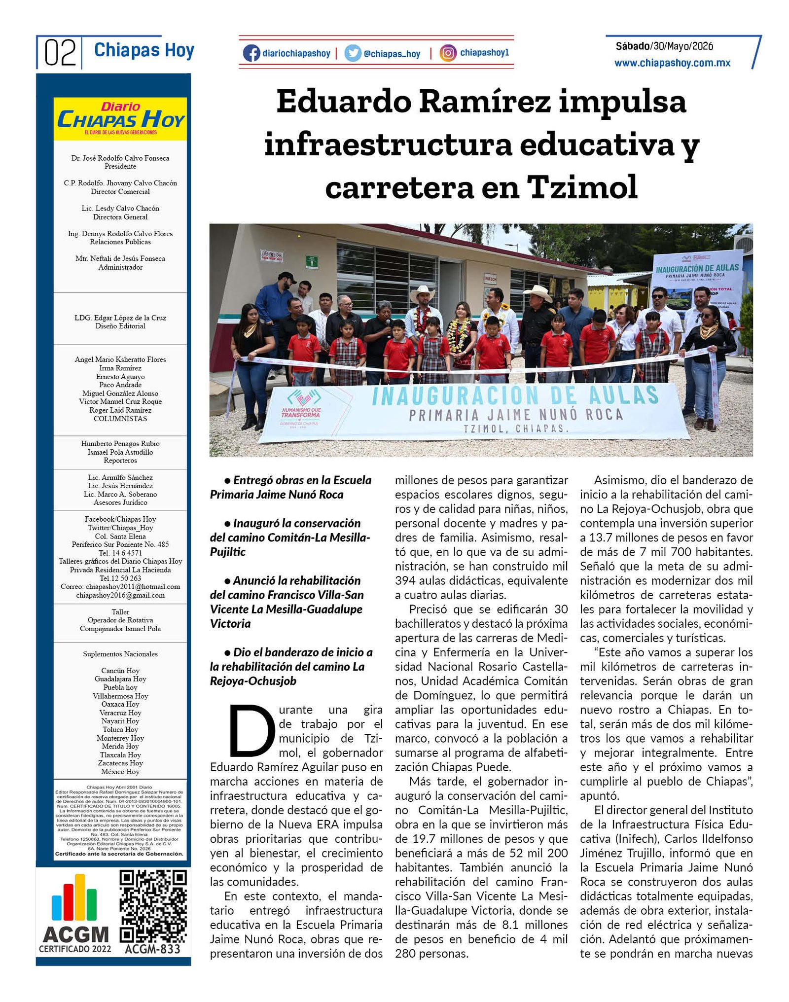 CHIAPAS HOY 30 DE MAYO 20262