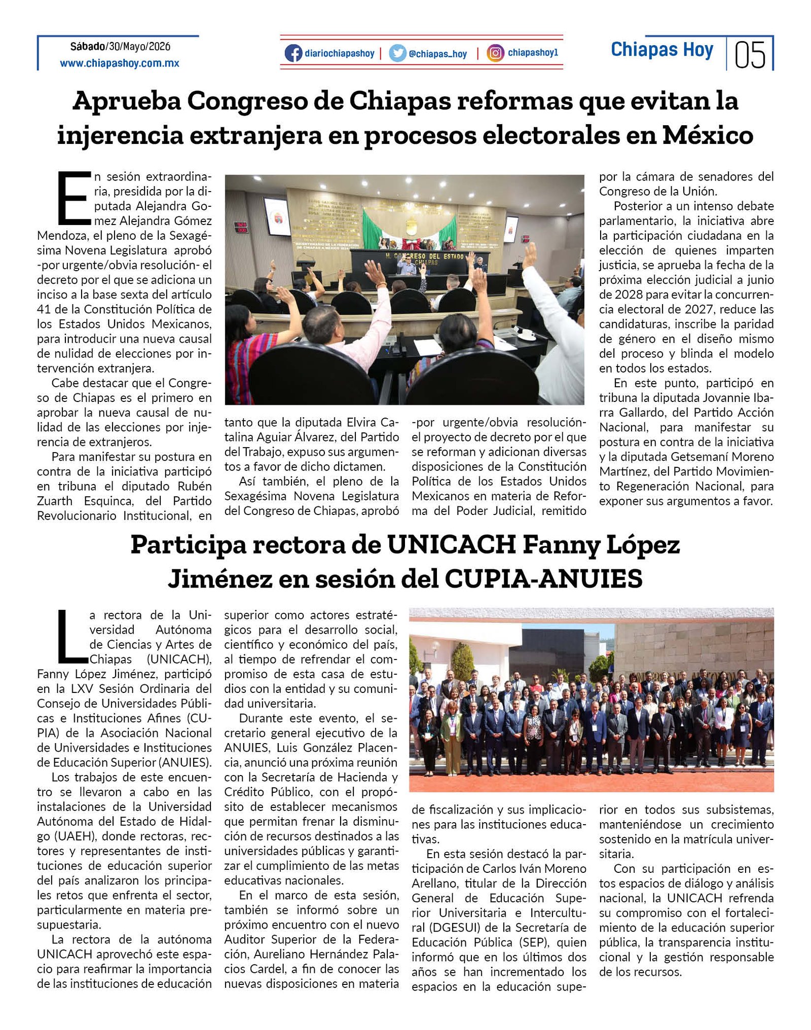 CHIAPAS HOY 30 DE MAYO 20265