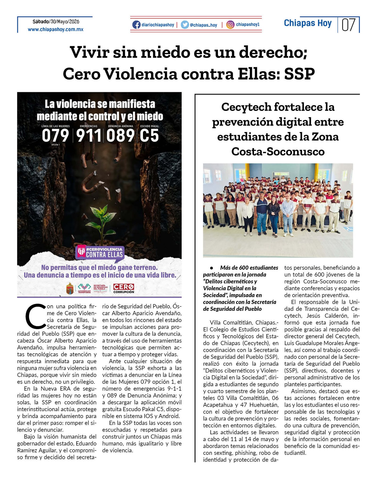 CHIAPAS HOY 30 DE MAYO 20267