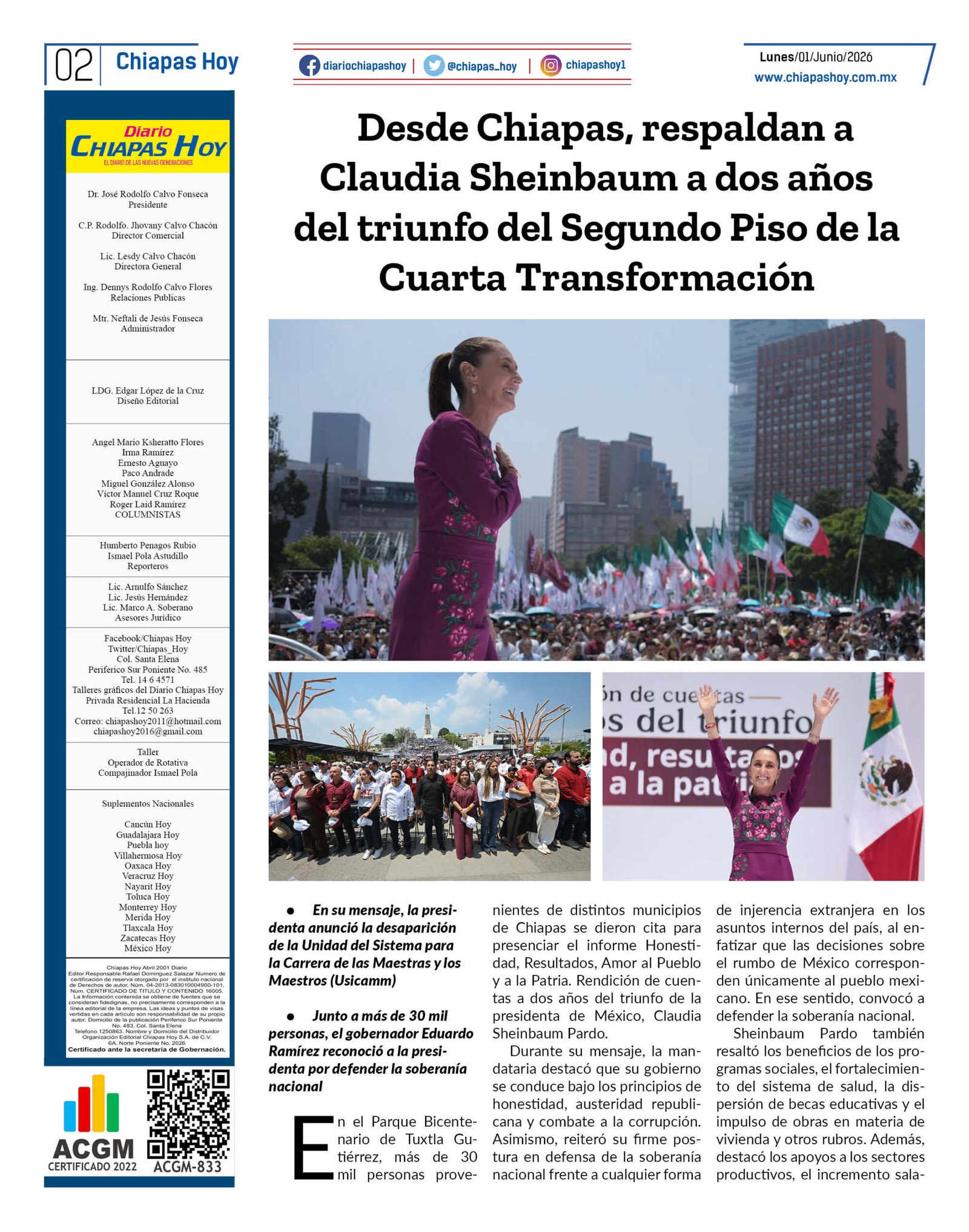 CHIAPAS HOY 01 DE JUNIO 20262