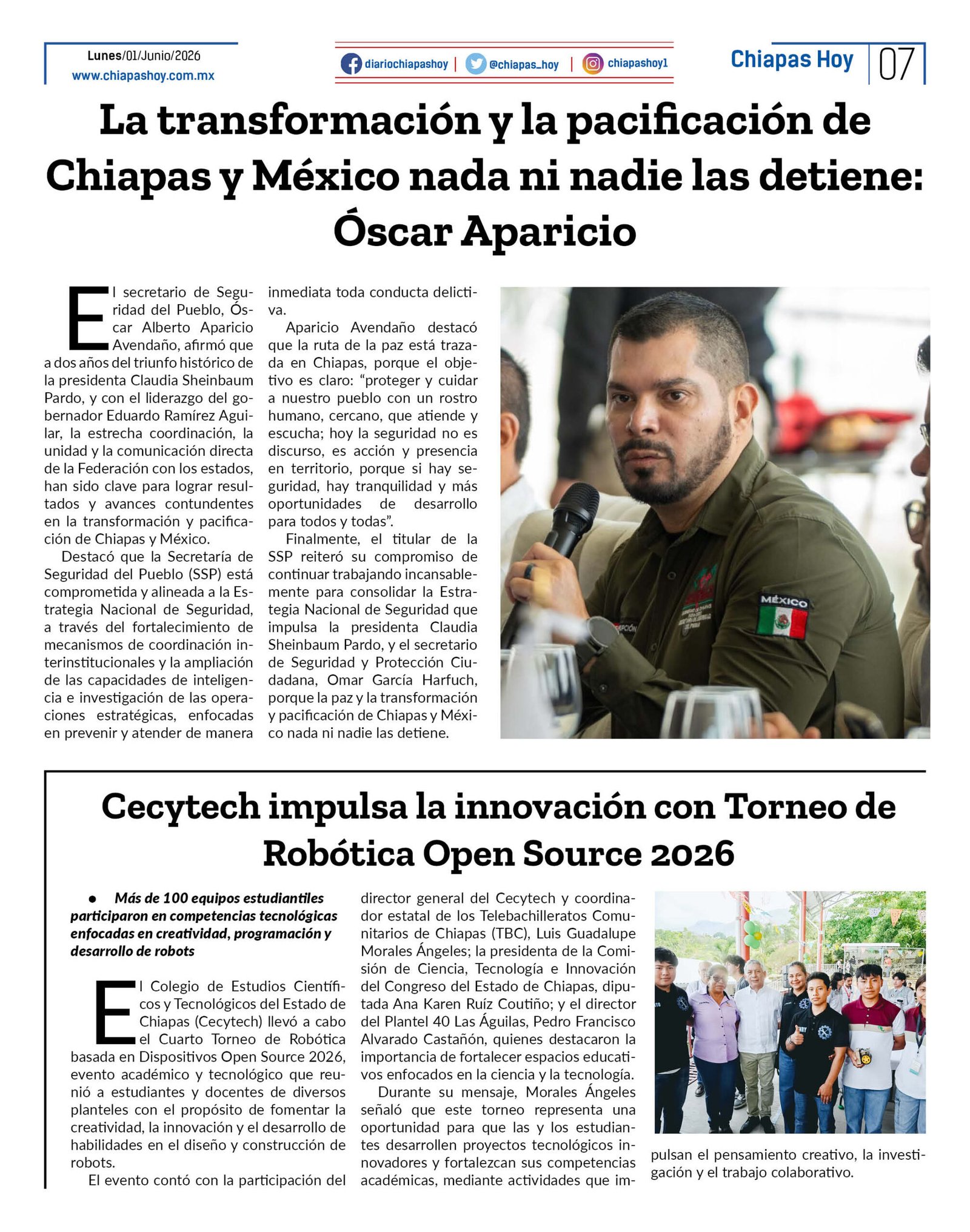CHIAPAS HOY 01 DE JUNIO 20267