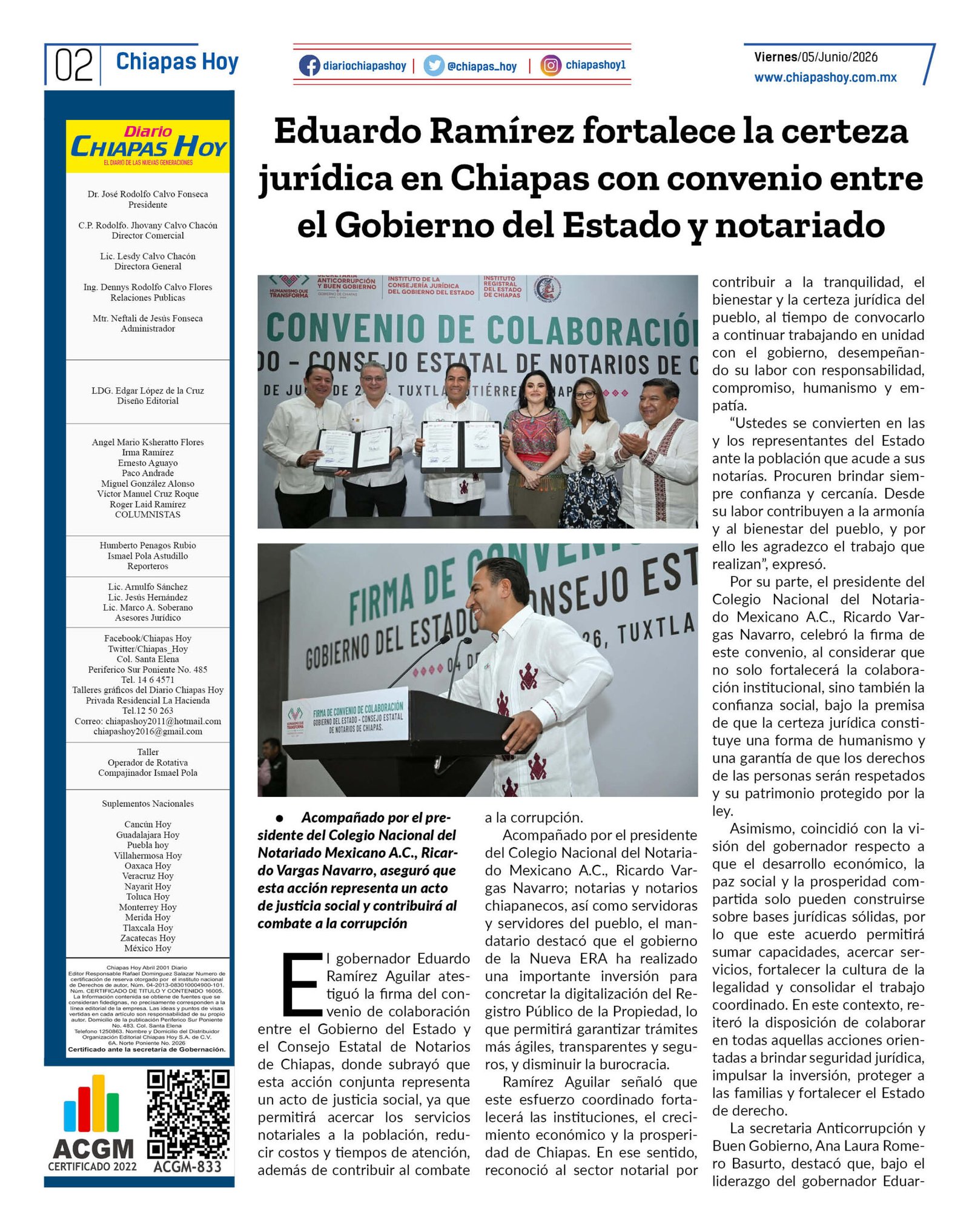 CHIAPAS HOY 05 DE JUNIO 20262