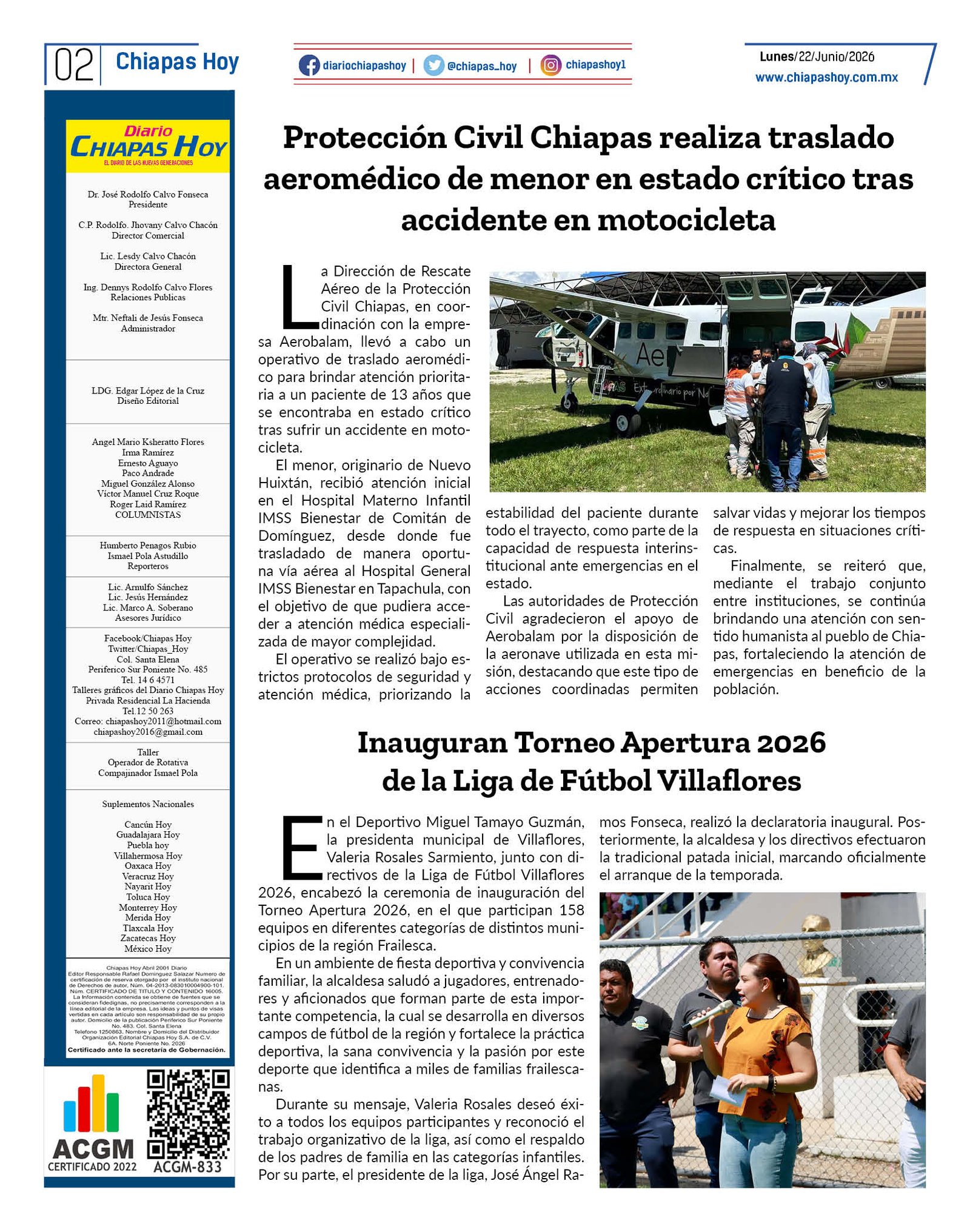 CHIAPAS HOY 22 DE JUNIO 20262