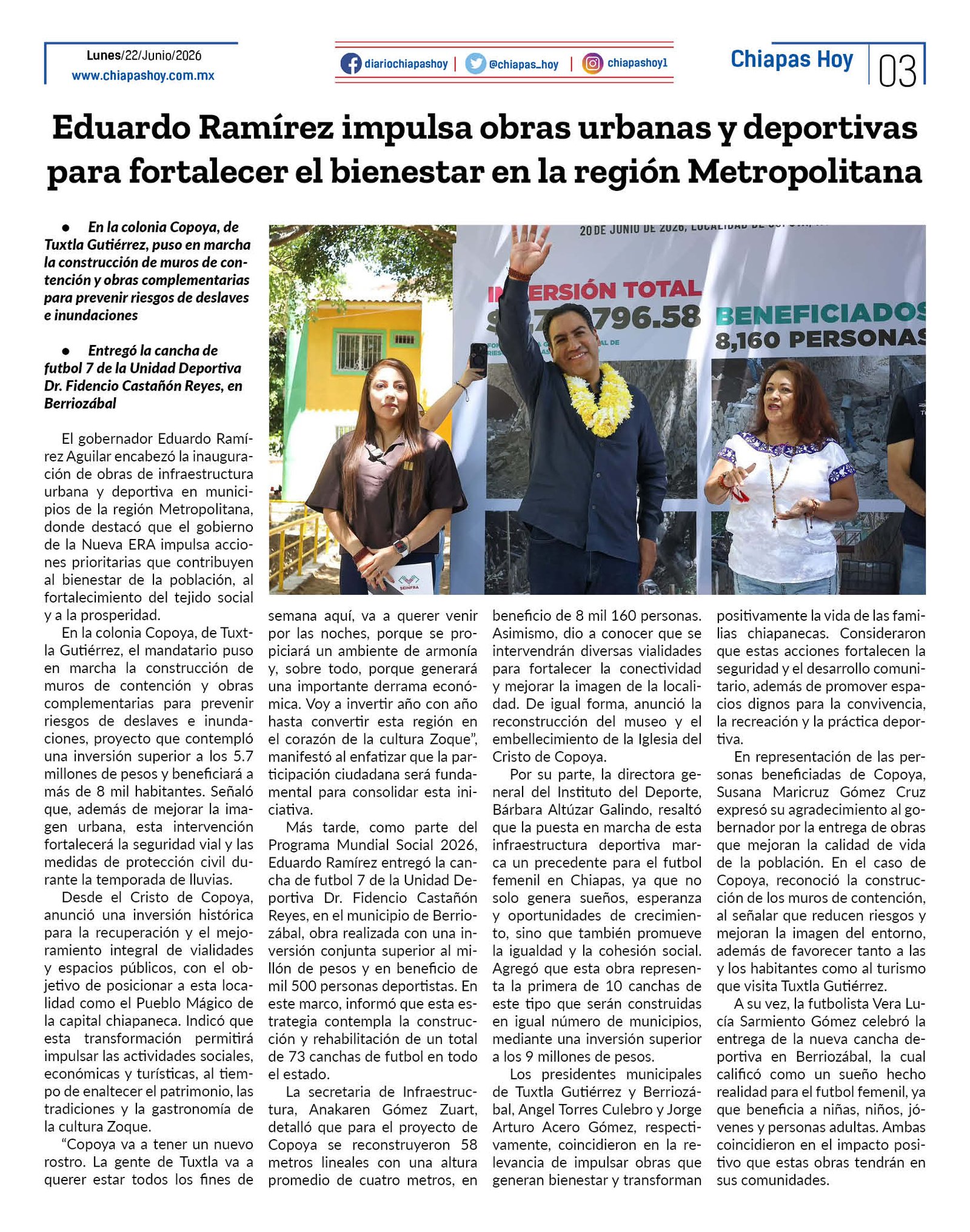 CHIAPAS HOY 22 DE JUNIO 20263