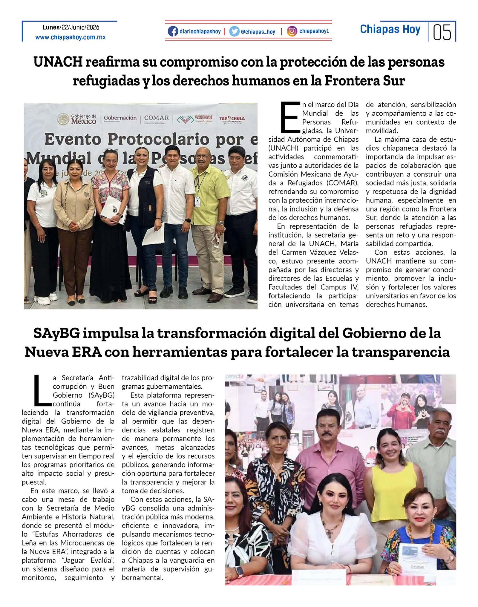 CHIAPAS HOY 22 DE JUNIO 20265
